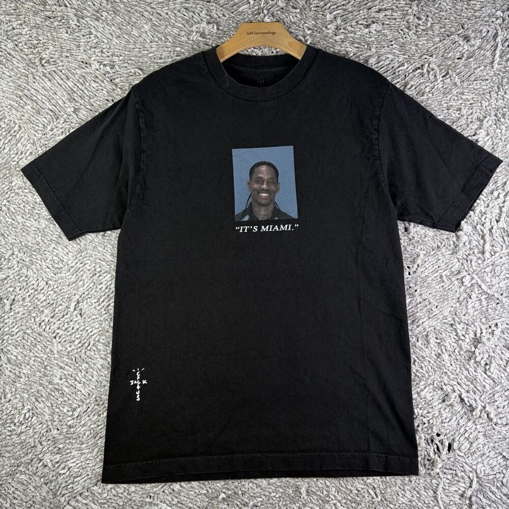 Cactus Jack "Its Miami" T-Shirt Mens Medium Graphic Tee S/S Black Authentic Band